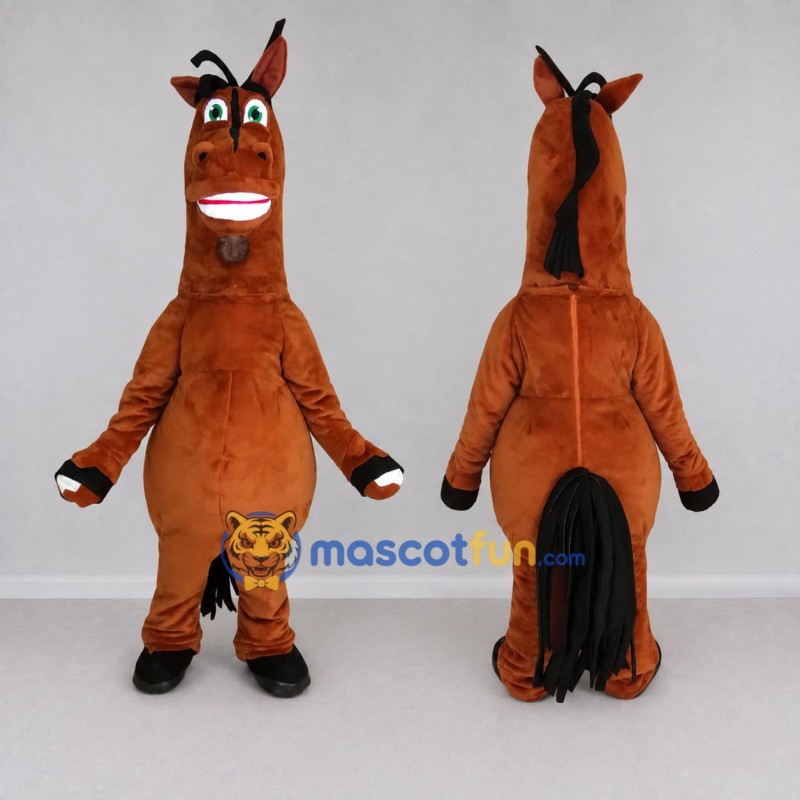Custom Brown and Black Horse Character Mascot Costume Adult Full Body Suit for Farm Events Custom Brown and Black Horse Character Mascot Costume Adult Full Body Suit for Farm Events