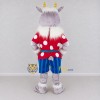 Custom Gray and Red Goat in a Polka Dot Shirt Mascot Costume Adult Full Body Suit for School Events Custom Gray and Red Goat in a Polka Dot Shirt Mascot Costume Adult Full Body Suit for School Events