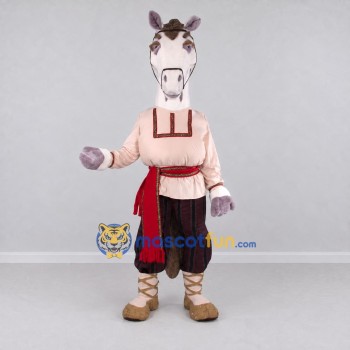 Custom Gray and Cream Horse in a Tunic Mascot Costume Adult Full Body Suit for Theme Parties