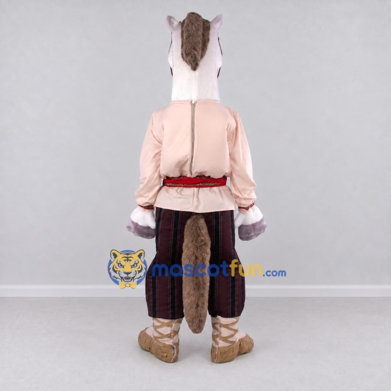 Custom Gray and Cream Horse in a Tunic Mascot Costume Adult Full Body Suit for Theme Parties Custom Gray and Cream Horse in a Tunic Mascot Costume Adult Full Body Suit for Theme Parties