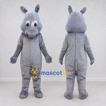 Custom Gray Rhinoceros Mascot Costume Adult Full Body Suit for Wildlife Events