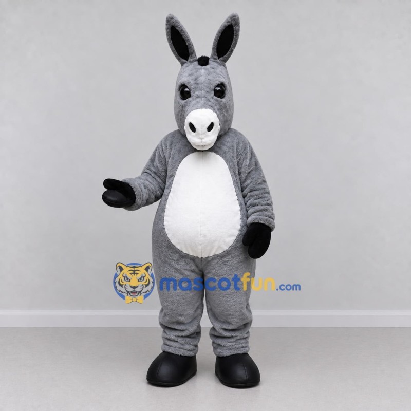 Custom Gray and White Donkey Mascot Costume Adult Full Body Suit for Farm Events Custom Gray and White Donkey Mascot Costume Adult Full Body Suit for Farm Events