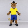 Custom Brown and Yellow Horse in Sportswear Mascot Costume Adult Full Body Suit for Sports Events Custom Brown and Yellow Horse in Sportswear Mascot Costume Adult Full Body Suit for Sports Events
