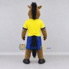 Custom Brown and Yellow Horse in Sportswear Mascot Costume Adult Full Body Suit for Sports Events Custom Brown and Yellow Horse in Sportswear Mascot Costume Adult Full Body Suit for Sports Events