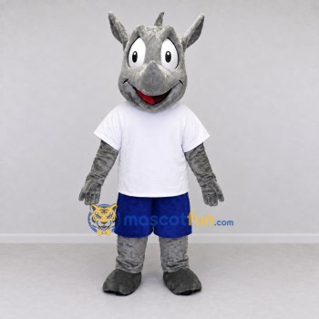 Custom Gray and Blue Rhinoceros in Sportswear Mascot Costume Adult Full Body Suit for Sports Events Custom Gray and Blue Rhinoceros in Sportswear Mascot Costume Adult Full Body Suit for Sports Events