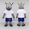 Custom Gray and Blue Rhinoceros in Sportswear Mascot Costume Adult Full Body Suit for Sports Events Custom Gray and Blue Rhinoceros in Sportswear Mascot Costume Adult Full Body Suit for Sports Events