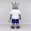 Custom Gray and Blue Rhinoceros in Sportswear Mascot Costume Adult Full Body Suit for Sports Events Custom Gray and Blue Rhinoceros in Sportswear Mascot Costume Adult Full Body Suit for Sports Events
