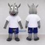 Custom Gray and Blue Rhinoceros in Sportswear Mascot Costume Adult Full Body Suit for Sports Events