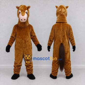 Custom Brown and White Horse Mascot Costume Adult Full Body Suit for Farm Events