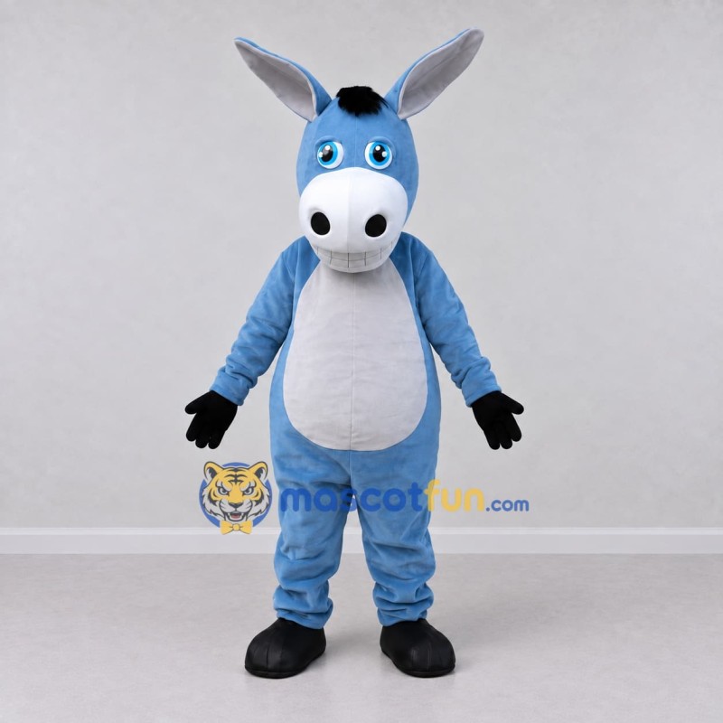 Custom Blue and White Donkey Mascot Costume Adult Full Body Suit for School Events Custom Blue and White Donkey Mascot Costume Adult Full Body Suit for School Events