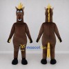 Custom Brown and Yellow Horse with a Spiky Mane Mascot Costume Adult Full Body Suit for Theme Parties