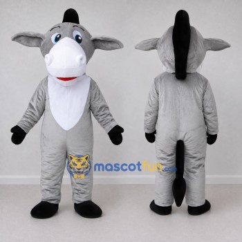 Custom Gray and White Donkey Mascot Costume Adult Full Body Suit for Farm Events