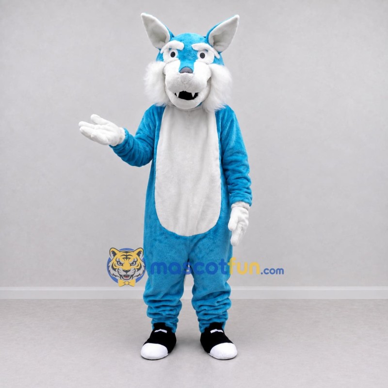 Custom Blue and White Fox Character Mascot Costume Adult Full Body Suit for School Events Custom Blue and White Fox Character Mascot Costume Adult Full Body Suit for School Events