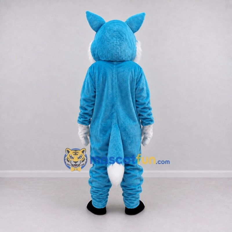 Custom Blue and White Fox Character Mascot Costume Adult Full Body Suit for School Events Custom Blue and White Fox Character Mascot Costume Adult Full Body Suit for School Events