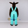 Custom Brown and Turquoise Donkey in Overalls Mascot Costume Adult Full Body Suit for Farm Events Custom Brown and Turquoise Donkey in Overalls Mascot Costume Adult Full Body Suit for Farm Events