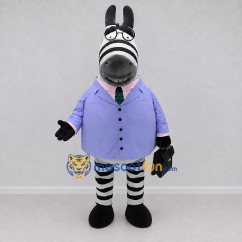 Custom Black and Lavender Zebra in a Suit Jacket Mascot Costume Adult Full Body Suit for Theme Parties Custom Black and Lavender Zebra in a Suit Jacket Mascot Costume Adult Full Body Suit for Theme Parties