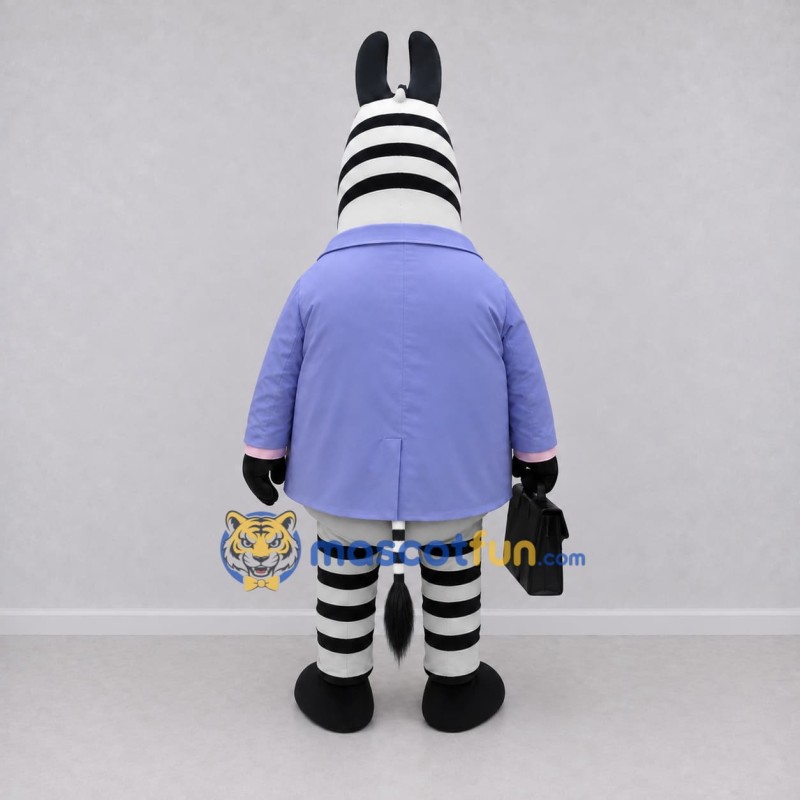 Custom Black and Lavender Zebra in a Suit Jacket Mascot Costume Adult Full Body Suit for Theme Parties Custom Black and Lavender Zebra in a Suit Jacket Mascot Costume Adult Full Body Suit for Theme Parties