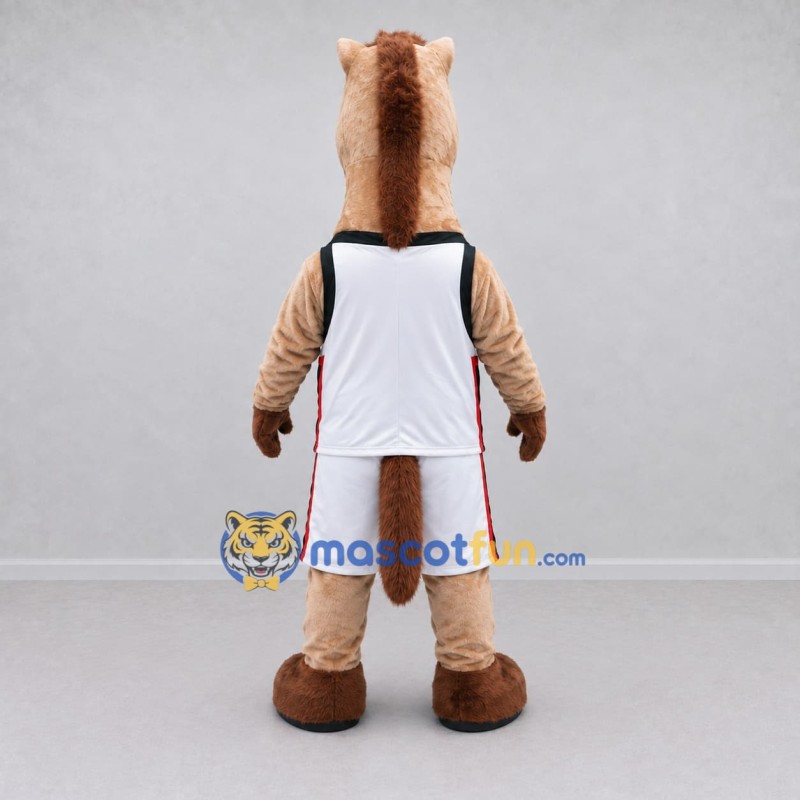 Custom Tan and White Horse in Basketball Sportswear Mascot Costume Adult Full Body Suit for Sports Events