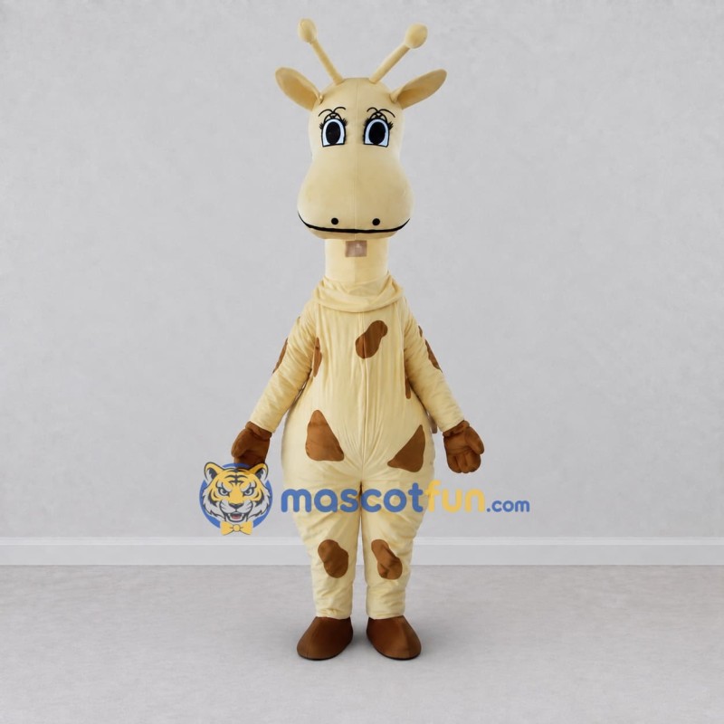 Custom Cream and Brown Giraffe Mascot Costume Adult Full Body Suit for Wildlife Events