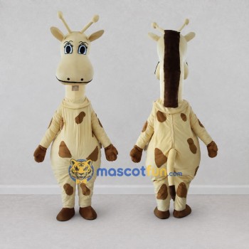 Custom Cream and Brown Giraffe Mascot Costume Adult Full Body Suit for Wildlife Events