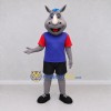 Custom Gray and Purple Rhinoceros in Sportswear Mascot Costume Adult Full Body Suit for Sports Events Custom Gray and Purple Rhinoceros in Sportswear Mascot Costume Adult Full Body Suit for Sports Events