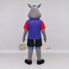 Custom Gray and Purple Rhinoceros in Sportswear Mascot Costume Adult Full Body Suit for Sports Events Custom Gray and Purple Rhinoceros in Sportswear Mascot Costume Adult Full Body Suit for Sports Events