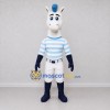 Custom White and Blue Horse in a Striped Shirt Mascot Costume Adult Full Body Suit for School Events Custom White and Blue Horse in a Striped Shirt Mascot Costume Adult Full Body Suit for School Events