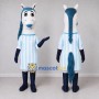Custom White and Blue Horse in a Striped Dress Mascot Costume Adult Full Body Suit for School Events