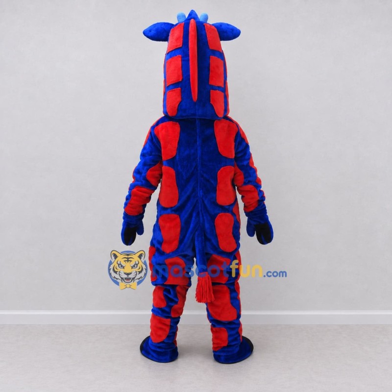 Custom Blue and Red Giraffe Mascot Costume Adult Full Body Suit for School Events Custom Blue and Red Giraffe Mascot Costume Adult Full Body Suit for School Events