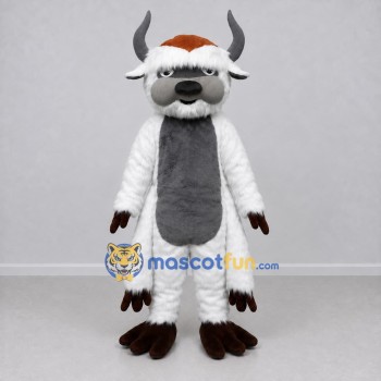 Custom White and Gray Horned Yeti Mascot Costume Adult Full Body Suit for Theme Parties Custom White and Gray Horned Yeti Mascot Costume Adult Full Body Suit for Theme Parties
