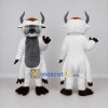 Custom White and Gray Horned Yeti Mascot Costume Adult Full Body Suit for Theme Parties