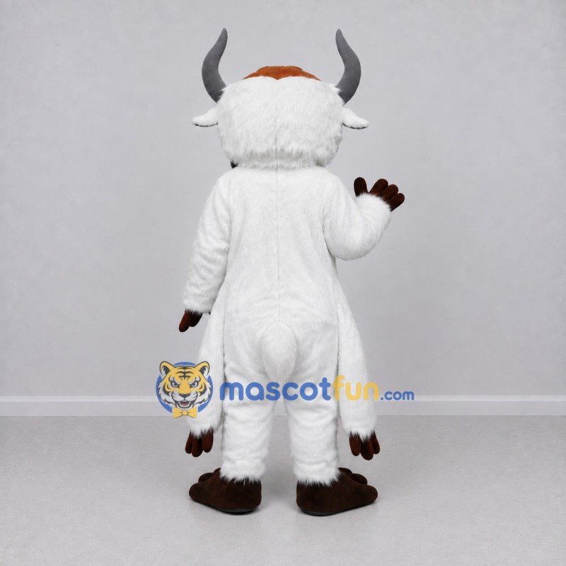 Custom White and Gray Horned Yeti Mascot Costume Adult Full Body Suit for Theme Parties Custom White and Gray Horned Yeti Mascot Costume Adult Full Body Suit for Theme Parties