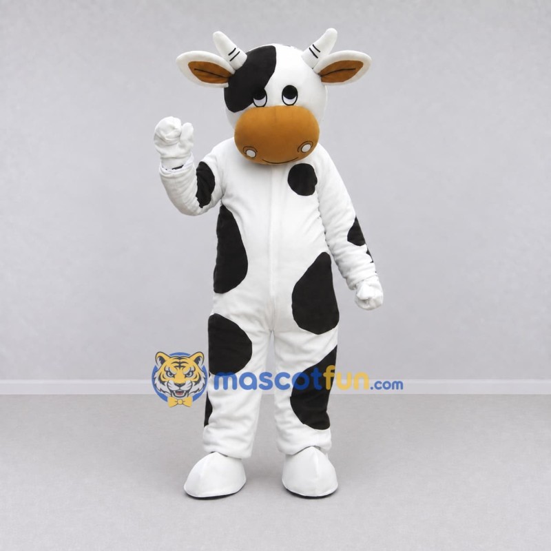 Custom Black and White Cow Mascot Costume Adult Full Body Suit for Farm Events