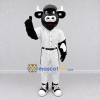 Custom Black and White Bull in a Baseball Uniform Mascot Costume Adult Full Body Suit for Sports Events Custom Black and White Bull in a Baseball Uniform Mascot Costume Adult Full Body Suit for Sports Events