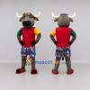 Custom Brown and Multicolor Bull in a T-Shirt and Floral Shorts Mascot Costume Adult Full Body Suit for Summer Events Custom Brown and Multicolor Bull in a T-Shirt and Floral Shorts Mascot Costume Adult Full Body Suit for Summer Events
