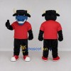 Custom Black and Red Bull in a T-Shirt Mascot Costume Adult Full Body Suit for Sports Events Custom Black and Red Bull in a T-Shirt Mascot Costume Adult Full Body Suit for Sports Events