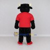 Custom Black and Red Bull in a T-Shirt Mascot Costume Adult Full Body Suit for Sports Events Custom Black and Red Bull in a T-Shirt Mascot Costume Adult Full Body Suit for Sports Events