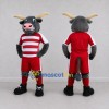 Custom Gray and Red Bull in Sportswear Mascot Costume Adult Full Body Suit for Sports Events Custom Gray and Red Bull in Sportswear Mascot Costume Adult Full Body Suit for Sports Events