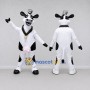 Custom Black and White Cow with a Bell and Hat Mascot Costume Adult Full Body Suit for Farm Events