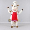 Custom Cream and Red Cow Chef Mascot Costume Adult Full Body Suit for Food Festivals Custom Cream and Red Cow Chef Mascot Costume Adult Full Body Suit for Food Festivals