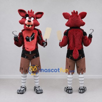 Custom Red and Black Robot Pirate Fox Mascot Costume Adult Full Body Suit for Theme Parties
