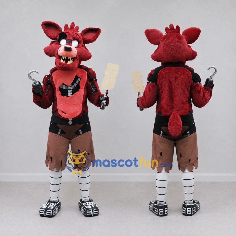 Custom Red and Black Robot Pirate Fox Mascot Costume Adult Full Body Suit for Theme Parties Custom Red and Black Robot Pirate Fox Mascot Costume Adult Full Body Suit for Theme Parties