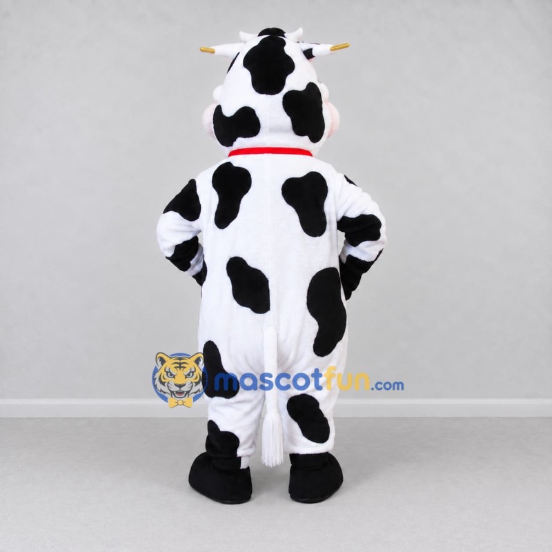 Custom Black and White Cow with a Bell Mascot Costume Adult Full Body Suit for Farm Events Custom Black and White Cow with a Bell Mascot Costume Adult Full Body Suit for Farm Events