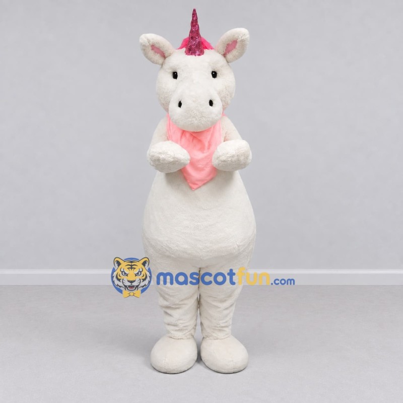Custom White and Pink Unicorn Mascot Costume Adult Full Body Suit for Theme Parties Custom White and Pink Unicorn Mascot Costume Adult Full Body Suit for Theme Parties
