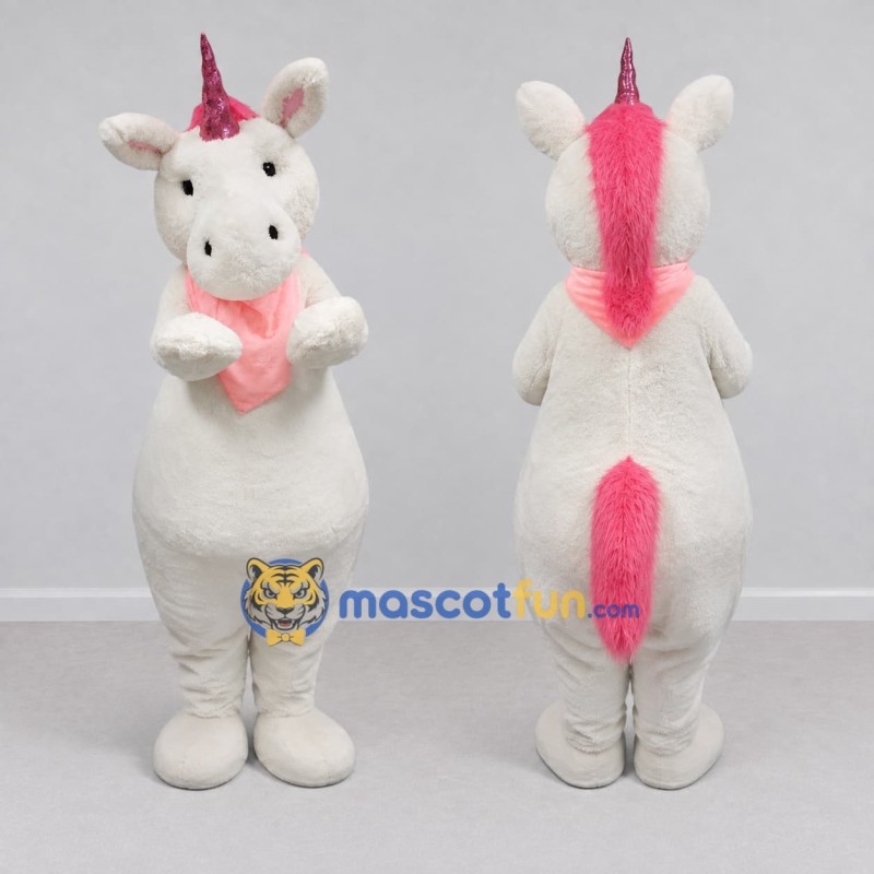 Custom White and Pink Unicorn Mascot Costume Adult Full Body Suit for Theme Parties Custom White and Pink Unicorn Mascot Costume Adult Full Body Suit for Theme Parties