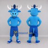 Custom Blue and White Bull in a Helmet and Shorts Mascot Costume Adult Full Body Suit for Sports Events Custom Blue and White Bull in a Helmet and Shorts Mascot Costume Adult Full Body Suit for Sports Events