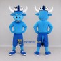 Custom Blue and White Bull in a Helmet and Shorts Mascot Costume Adult Full Body Suit for Sports Events
