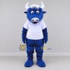 Custom Blue and White Bull in a T-Shirt and Pants Mascot Costume Adult Full Body Suit for School Events Custom Blue and White Bull in a T-Shirt and Pants Mascot Costume Adult Full Body Suit for School Events