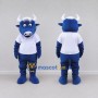 Custom Blue and White Bull in a T-Shirt and Pants Mascot Costume Adult Full Body Suit for School Events