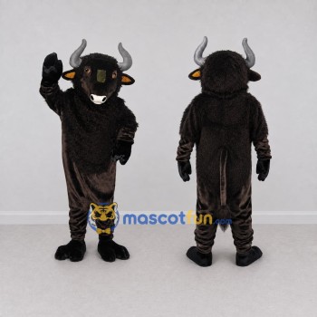 Custom Black and Gray Bull Mascot Costume Adult Full Body Suit for Farm Events
